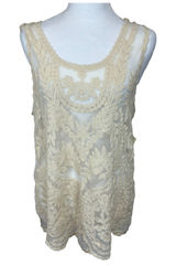 NWT Bobbie Brooks Lace Top‎ Womens Large Sheer Ivory Romantic Coquette Festival Photo 0