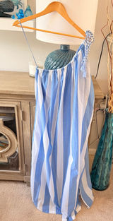 Loft Beach One Shoulder Maxi Dress Womens‎ Blue White M Photo 0