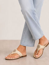 Tory Burch Miller Cream Crocodile Embossed Leather Thong Sandals 7.5M 8813 Photo 0