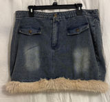 Chic Denim Mini Skirt with Faux Fur Trim Photo 0