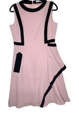 Misslook Pink Shift Dress size 10 Wrap Lined MIDI Business‎ Retro Photo 0