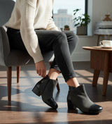 Aerosoles Commentary Womens 9M Grey Suede Black Leather Ankle Booties Heelrest‎ Photo 0