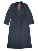 Vtg Charter Navy Blue Wool Long Coat Double Breasted‎ One Button Womens 6 Petite Photo 0
