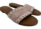 Haute Hippie Sandals Slide Wide Strap Open Toe Embroidered Aztec Print Pink 8.5 Photo 0