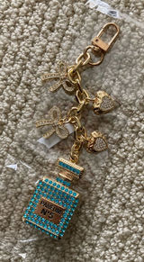 NEW Gold & Turquoise Parfum N°5 Bottle Charm Bag Charm Keychain NIB Photo 0
