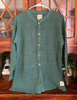Vintage Victorias Secret Country Green Waffle Knit Henley Cardigan‎ Top Small Photo 0