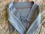 Baby Blue Cropped Cardigan Sweater Photo 0