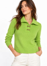 Ralph Lauren Jeans Co Toggle Collar Sweater Small Green Cotton Preppy Fisherman Photo 0