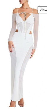 Mistress Rocks Panelled Maxi Skirt in White By House Of CB Size XS Ivory Sheer Photo 0