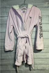PINK Victoria's Secret Fleece Robe Size XS/S Pink Bling Belted Sherpa Hood Photo 0