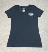 Harley-Davidson Twin‎ Citied V-Neck T-Shirt Black Lightning Womens M Semi Sheer Photo 0