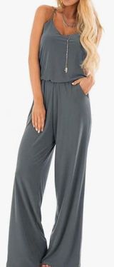 Grey Sleeveless Jumpsuit Gray Photo 0