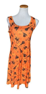 Brand New Womens Herou Sleeveless Halloween Black Cat Witch Print Dress - Sz M Photo 0