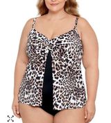 Swim Solutions Plus Size Knotted Flyaway Fauxkini One-Piece Swimsuit Size 20W Photo 0