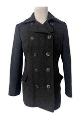 New York & Company Women's Wool Blend Double Breasted Pea‎ Coat Charcoal Size 4 Photo 0