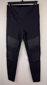 Alo Moto Leggings Women S Black Stretch Moto Ribbed Panels Athleisure Minimalist Photo 0