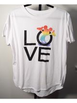 Disney Mickey Mouse Rainbow Pride LOVE Graphic T-Shirt White Size L Photo 0