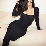 Skims Soft Lounge‎ Long Sleeve Ribbed Maxi Dress Onyx Black Small Photo 0