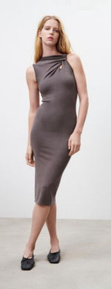 Zara Twist Knote Neck Knit‎ Midi Dress Womens Size S Photo 0