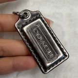 1.5" COACH Silver Fob Bag Charm Hang tag Hangtag Photo 0