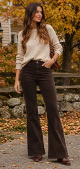 Lands’ End High Rise Corduroy Flare Pants Coffee Brown Size 10 Sold Out Color Photo 0