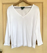 Vintage Y2K 100% Cotton Lauren Ralph Lauren Ribbed 3/4 Sleeve top Lettuce Hem Photo 0