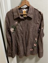 Y2K De Sport Aziza Brown Button Up Shirt Boho Embroidered M Photo 0