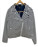 Lane Bryant Navy and White Striped Blazer Moto Zip 18 New Photo 0