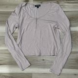 Topshop Light Pink Cropped Button Up Long Sleeve Top Women’s 12 Photo 0