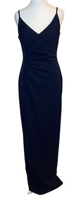 David's Bridal Navy Maxi Dress Spaghetti Strap Side Drape Formal Gown Size‎ 6 Photo 0