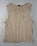 Quince Womens Ribbed Knit Boat Neck Sleeveless Tank Top Beige Tan Size M Photo 0