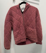 Wild Fable Quilted Full Zip Hooded Jacket Size S Burgundy Maroon Diamond Stitch Photo 0