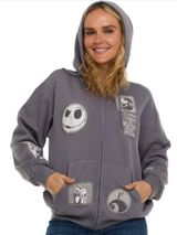 Disney The Nightmare Before Christmas XL Multi Patch Full Zip Hoodie Sweatshirt Photo 0