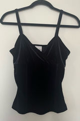 Vintage Y2K Black Velvet Cami Top Medium Romantic Going Out Minimalist Feminine Photo 0
