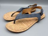 Korks Skylar Sandals Size 9 Blue Faux Leather Vegan Thong Sling Back Cork Summer Photo 0