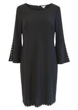 C Est 1946 Shift‎ Dress Black Studded Bell Sleeve Edgy Women Small NWT Photo 0