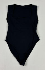 ZARA Bodysuit Womens M‎ Black One Piece Jersey Stretch Slimming High Leg Photo 0