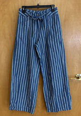 American Eagle Womens Blue belted High Waisted Striped‎ Wide Leg Pants Size 4 Photo 0