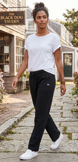 The Black Dog Womens XS Black Cotton Straight Leg‎ Sweatpants Drawstring Lounge Photo 0