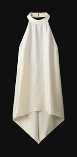 Zara Woman ZW Collection Halter Open Back Top Festival Flowy Satin Ivory Photo 0
