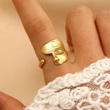 Anthropologie Abstract Gold Face Ring Modern Art Statement Adjustable Photo 0
