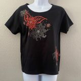 Vintage‎ Y2K Black T-Shirt S Fairy Grunge Gothic Summer Casual 2000s Graphic Tee Photo 0