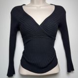 VTG 90s Rave Women Babydoll Knit Top Small Black Ribbed Whimsigoth Indie Grunge Photo 0