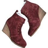 Diba Blake Suede Bootie Burgundy Lace Up Wedge Ankle Boots Women Size 8.5‎ Photo 0