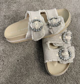 NWOT Kelly & Katie Bejeweled Canvas Slide Sandals Women's Size 8.5 Photo 0