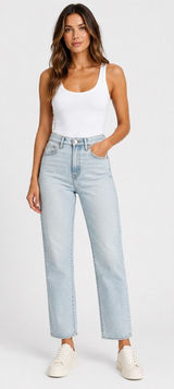 Madewell Perfect Vintage Straight Jean Womens 23T High Rise Hemp Blend Blue Photo 0