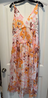 Rosa Clothing V Neck Sleeveless Floral Flare Swing Flowy Maxi Dress Medium New Photo 0