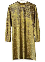 Molly Bracken‎ Shiny Gold Dress Long Sleeve Round Neck Zip Back Size Small Sexy Photo 0