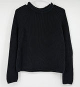 Quince Organic Cotton Fisherman Crewneck‎ Sweater Black Small Photo 0