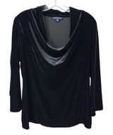 Lands End Large Top Black Velvet Cowl‎ Neck Holiday Formal Evening Witchy 190 Photo 0